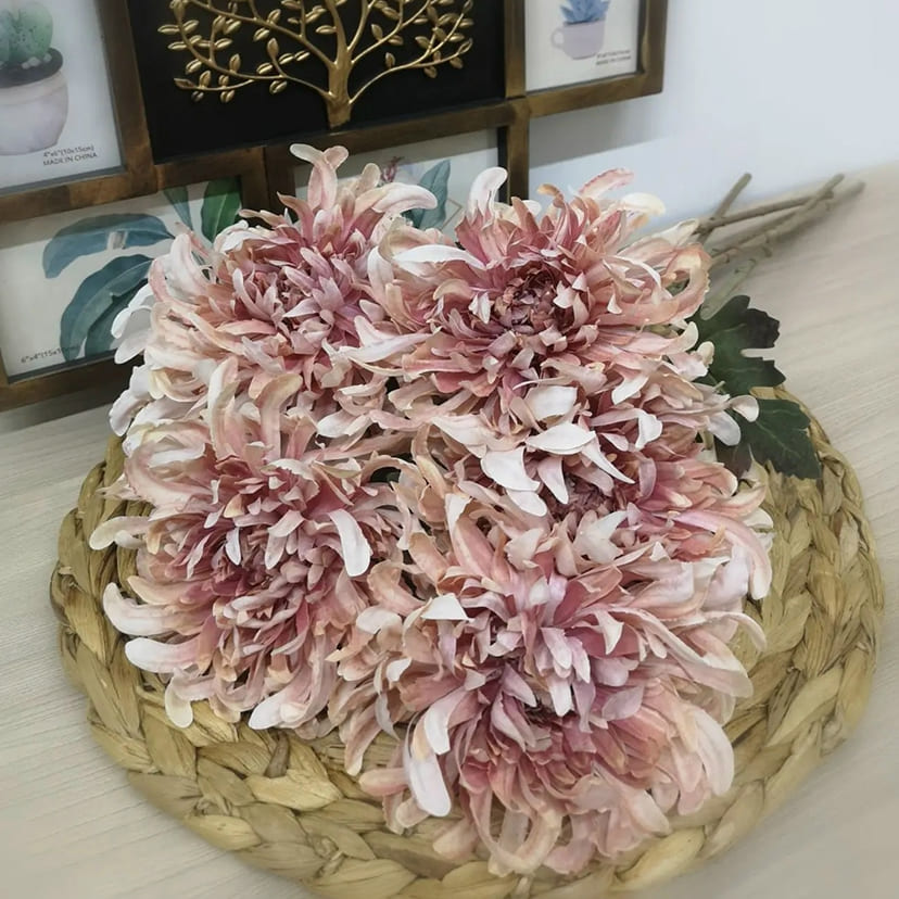 Искусственные цветы в Перми | Цветок искусственный «Хризантема», персиково-розовая, одиночный