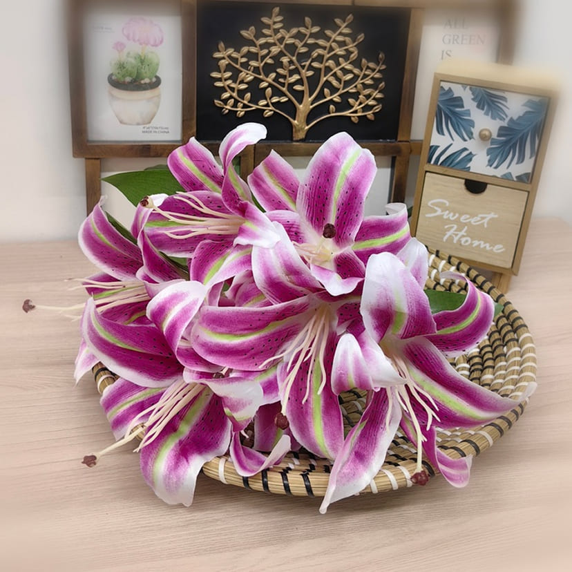 Искусственные цветы в Перми | Цветы искусственные «Лилии крупные», розово-сиреневые, букет