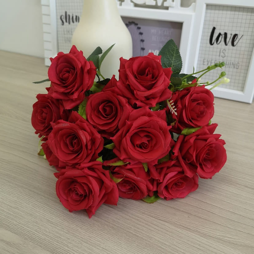 Искусственные цветы в Перми | Цветы искусственные «Розы острые», красные, букет