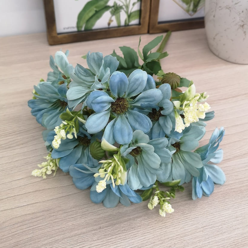 Искусственные цветы в Перми | Цветы искусственные «Ромашки с бутонами», голубые, букет