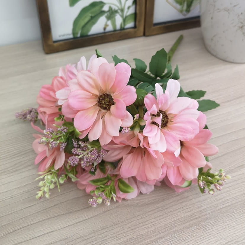 Искусственные цветы в Перми | Цветы искусственные «Ромашки с бутонами», розовые, букет