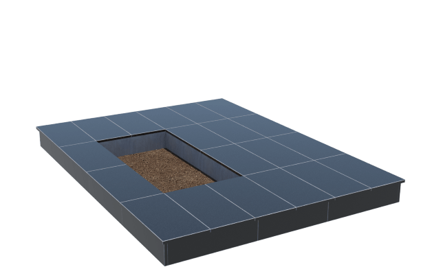 Площадки на могилу в Перми | Площадка с вертикальной (15 см) облицовкой гранитом Габбро (под цветник)