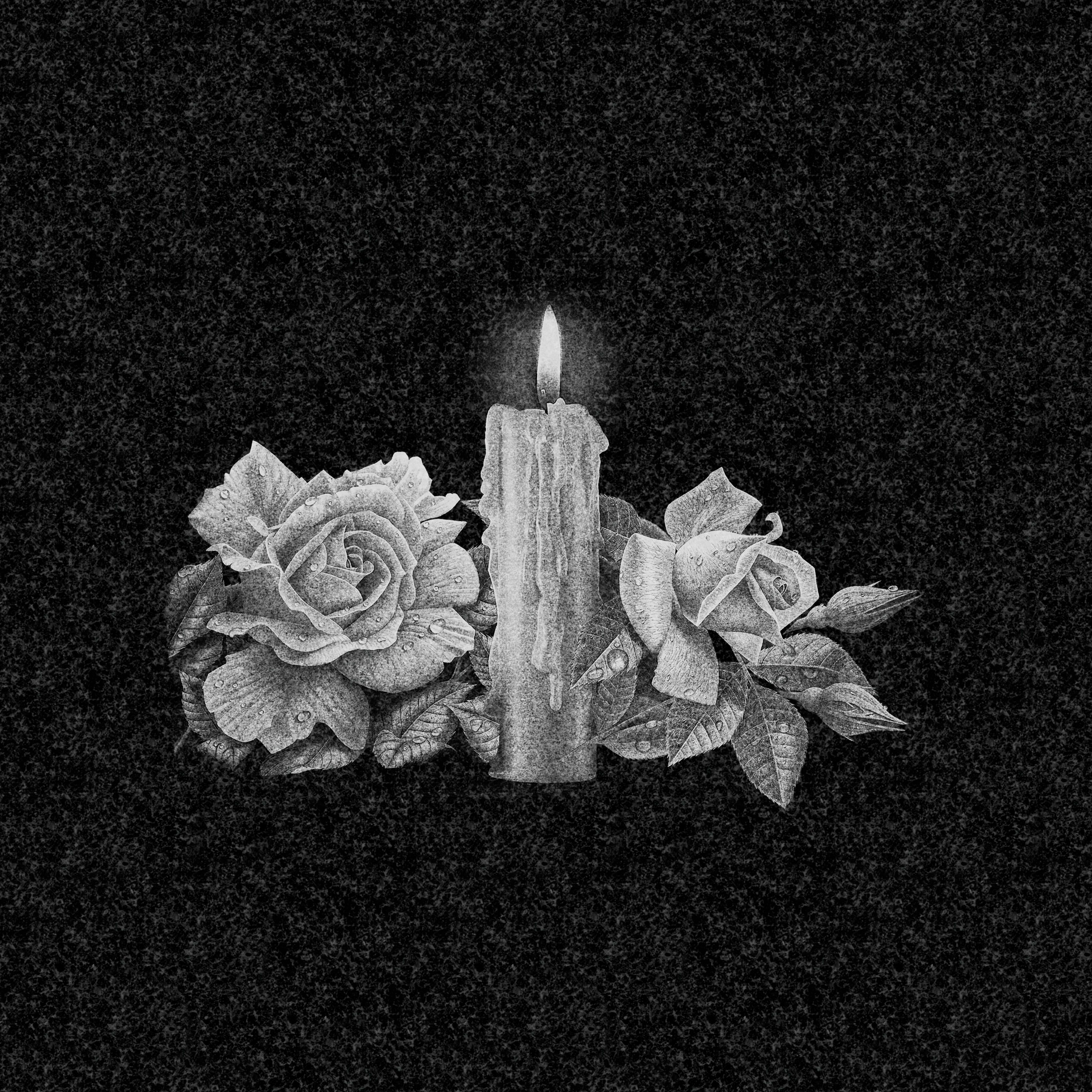 Свечи | Рисунок две розы и свеча с потеками воска, СВ-012