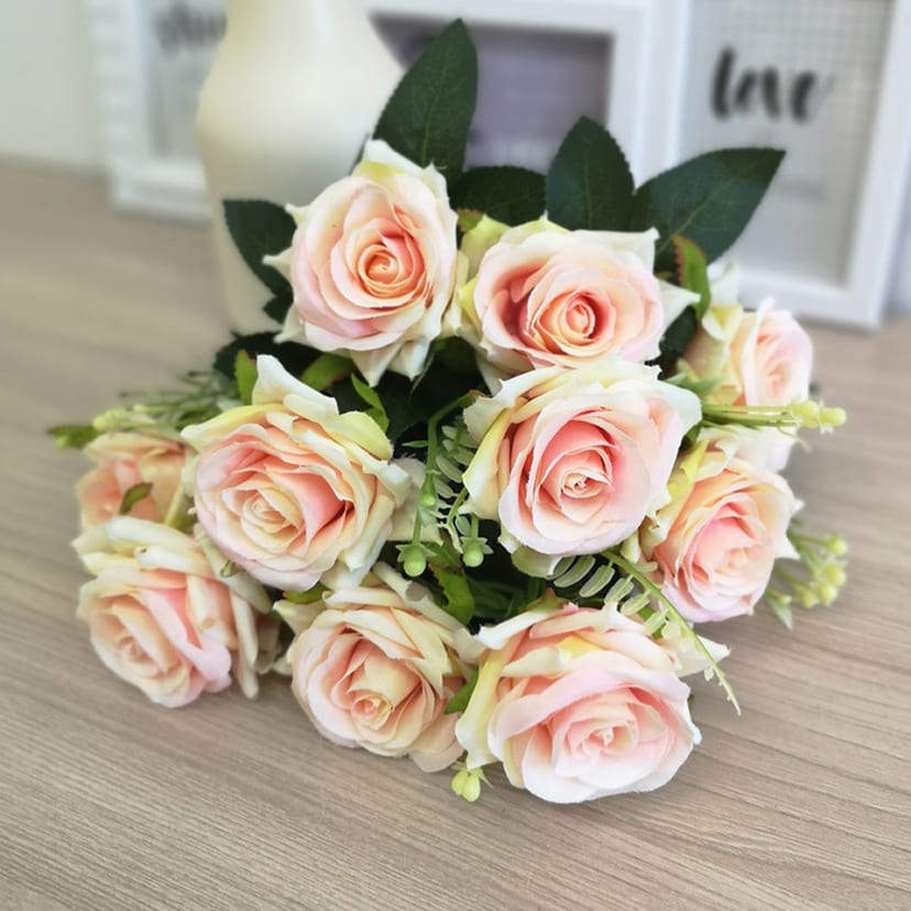 Искусственные цветы в Перми | Цветы искусственные «Розы острые», розовато-молочные, букет