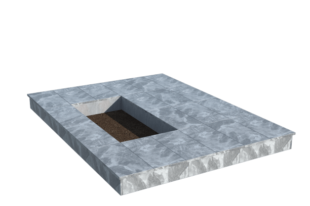 Площадки на могилу в Перми | Площадка с вертикальной (15 см) мраморной облицовкой (под цветник)