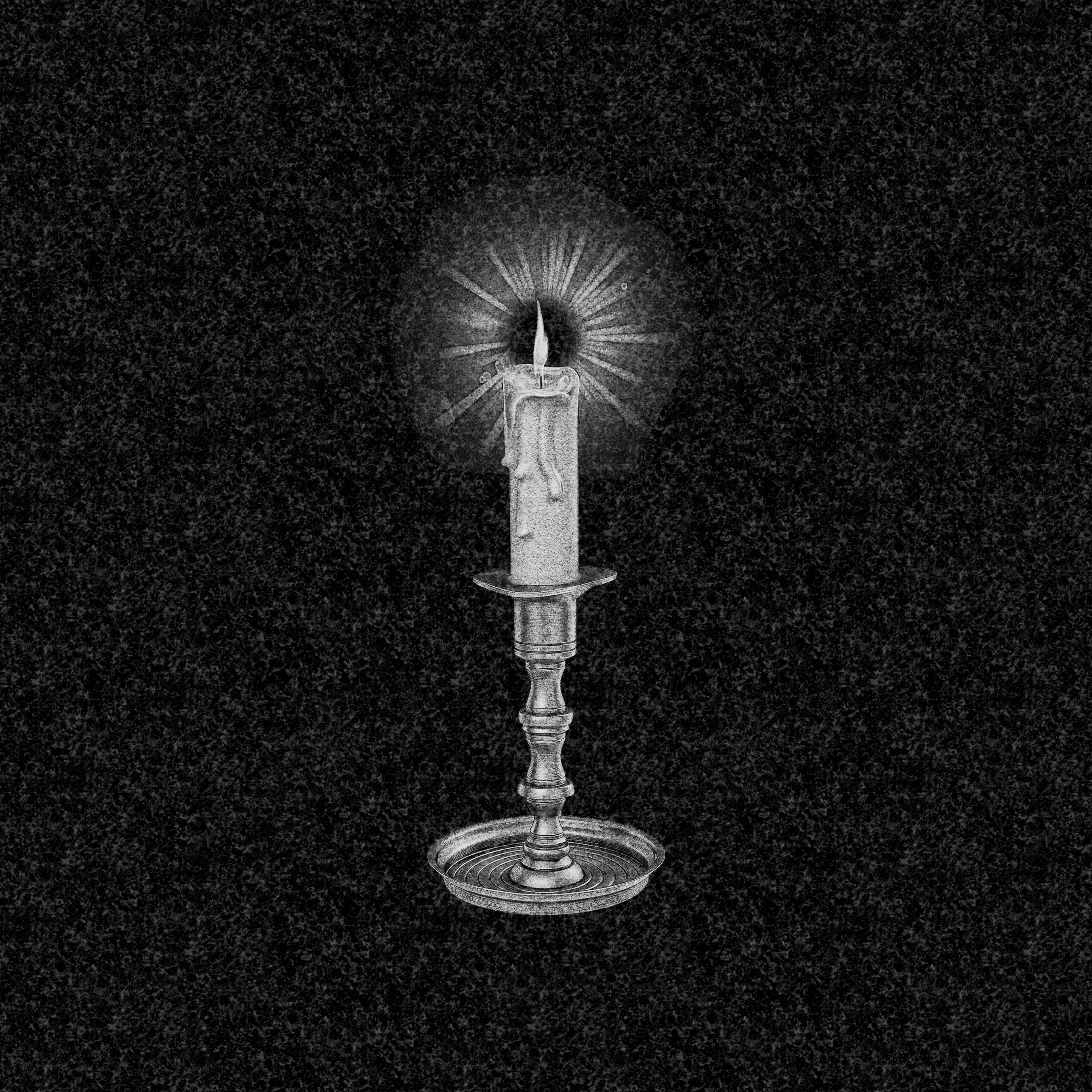 Свечи | Рисунок горящая свеча в высоком точеном подсвечнике, СВ-004