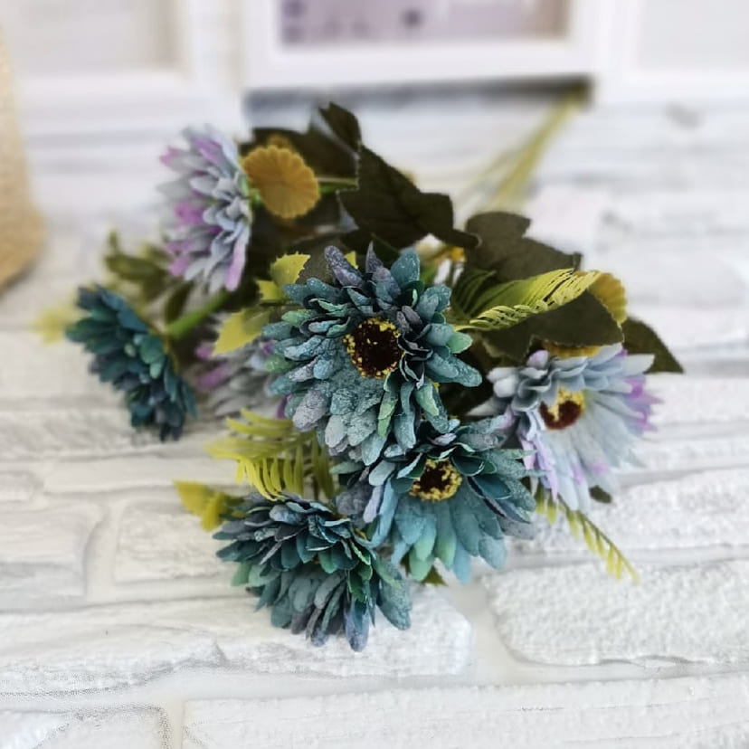 Искусственные цветы в Перми | Цветы искусственные «Ромашки», фиолетово-голубые, букет