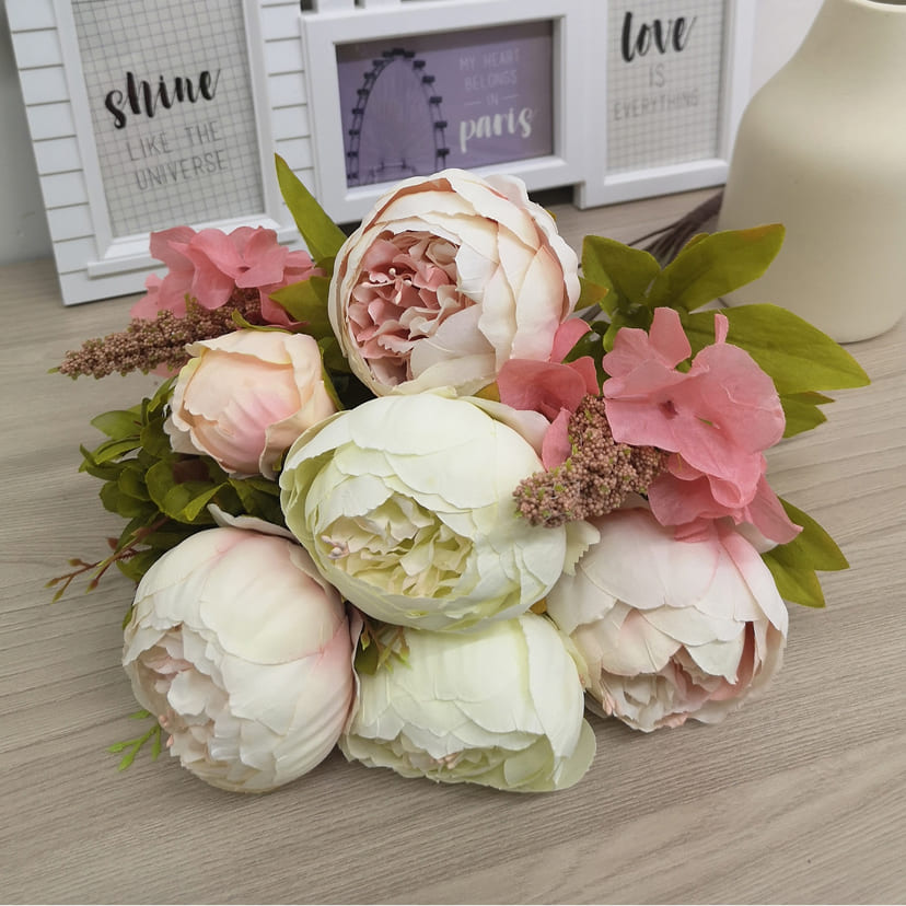 Искусственные цветы в Перми | Цветы искусственные «Пионы», молочно-розовые, букет