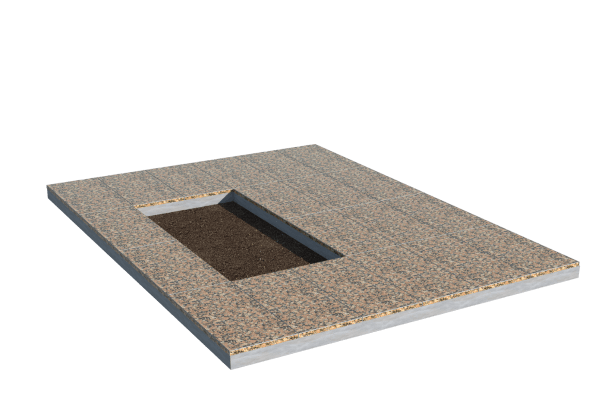 Площадки на могилу в Перми | Площадка с облицовкой Южно-Султаевским гранитом (под цветник)