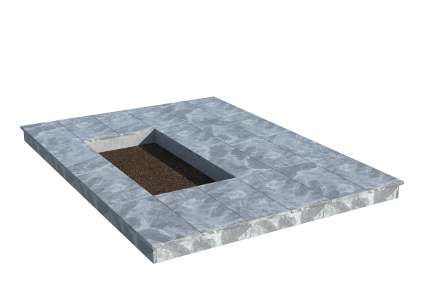 Площадки на могилу в Перми | Площадка с вертикальной (10 см) мраморной облицовкой (под цветник)