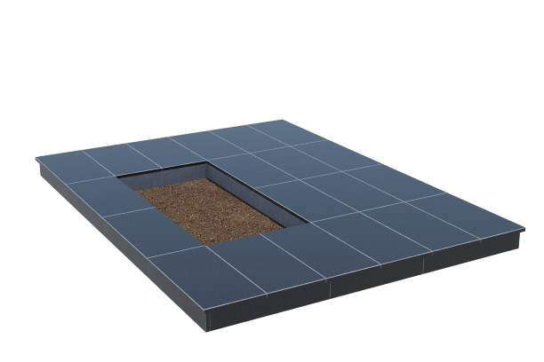 Площадки на могилу в Перми | Площадка с вертикальной (10 см) облицовкой гранитом Габбро (под цветник)
